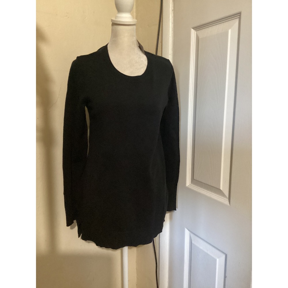 J. Jill Womens Black Long Sleeve Knit Tunic Sweater Cotton Blend XS 253841 - Picture 1 of 8